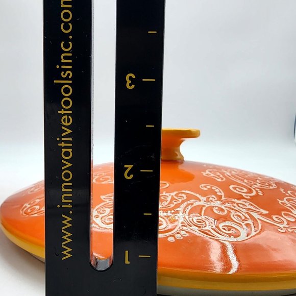 Tara Temptations Pumpkin Floral Lace Serving Bowl w Lid Ovenware Orange 3 quart - Picture 12 of 15
